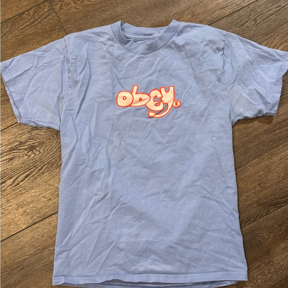 OBEY men’s tshirt Small 
Lt blue periwinkle